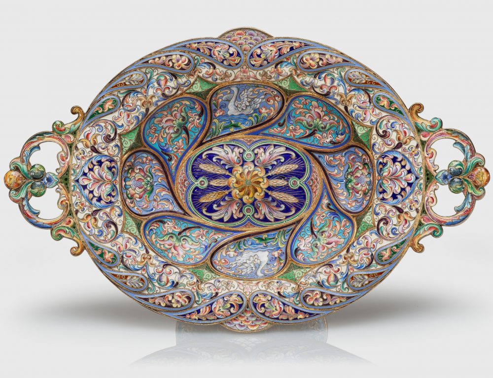Russian Silver Enamel tazza / compote / dish by Kurlyukov