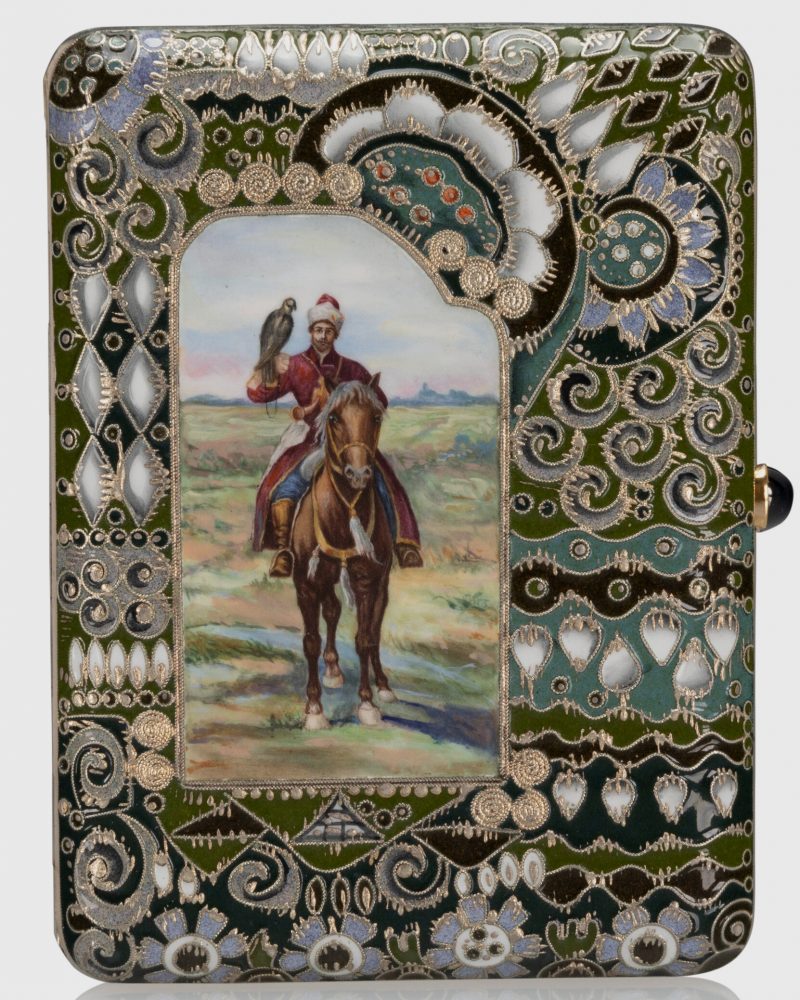 Russian Silver Enamel Cigarette Case Fedor Ruckert 11l