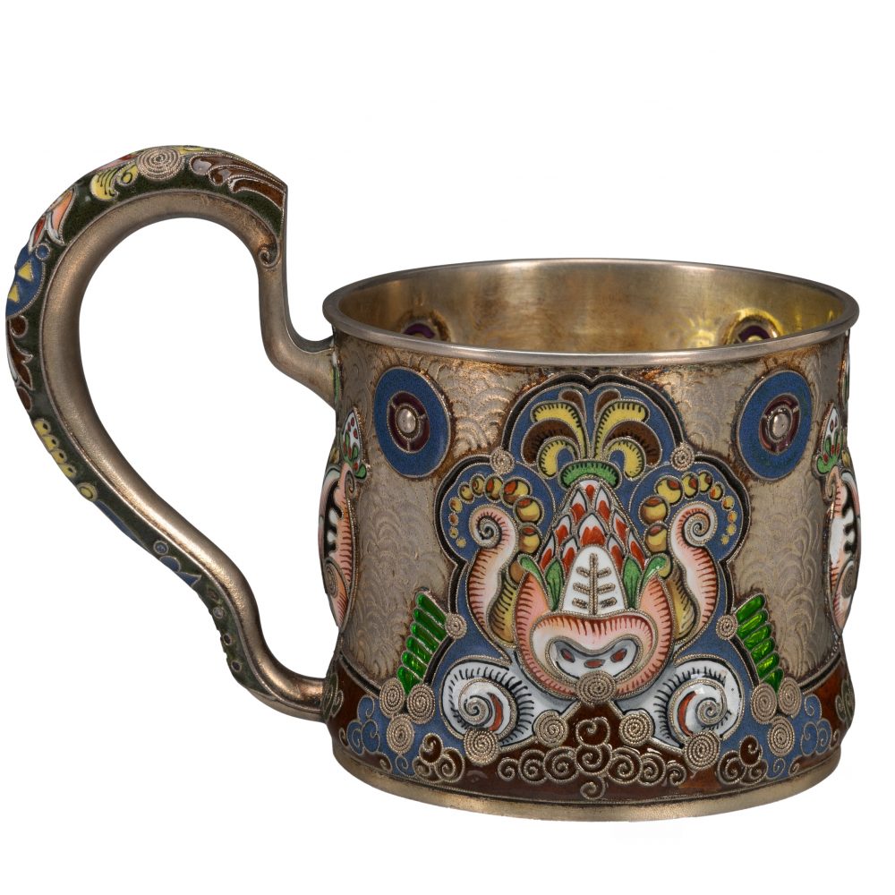 Russian Silver Enamel Podstakannik Ruckert 12a Tea Glass Holder