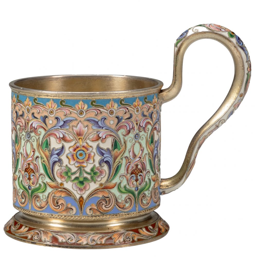 Russian Cloisonne Silver Enamel Tea Glass Holder 23 Ruckert For Ovchinnikov