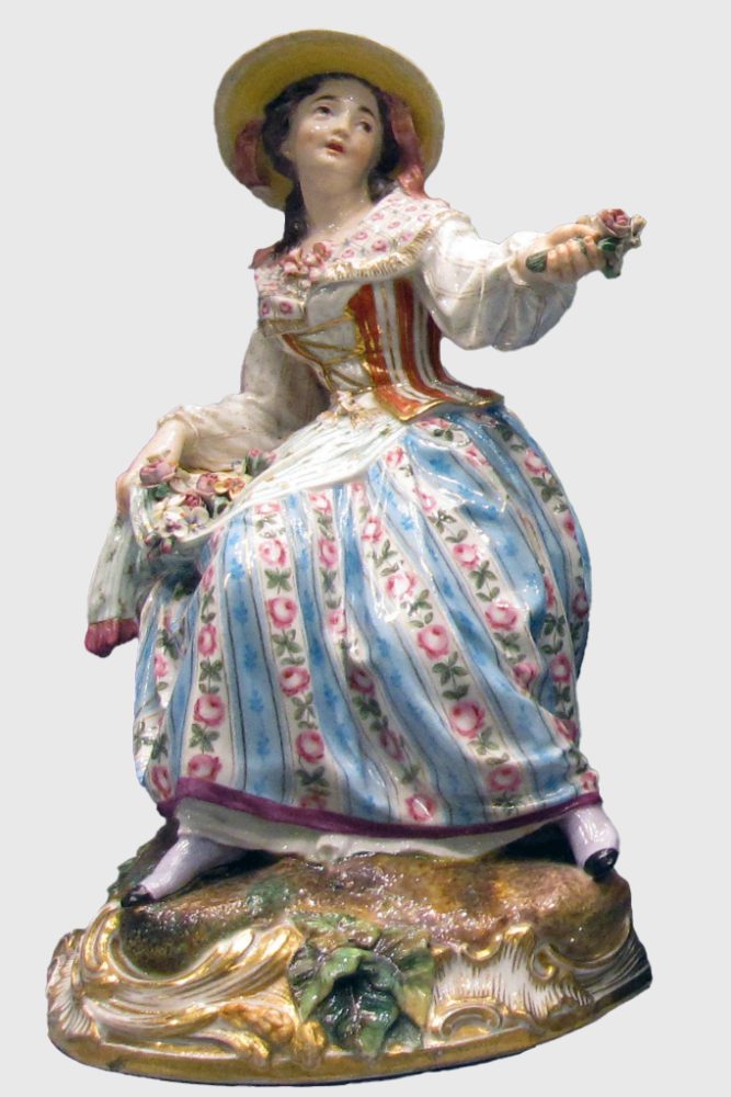 Russian Imperial Porcelain Factory Figurine Of Flowers Seller August Spiess