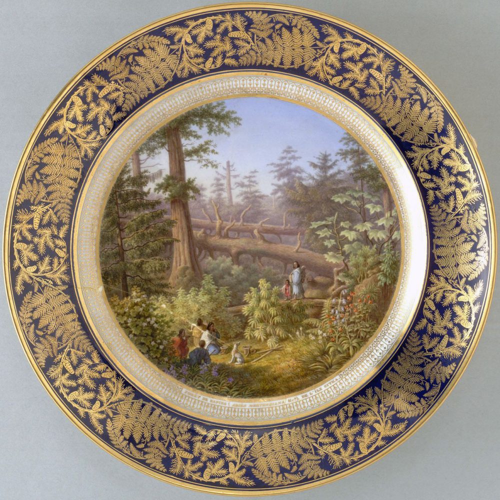 Sevres Plate Forestier 10 Indians In Forest Of Fir Trees Sitka Alaska