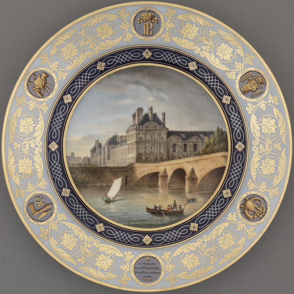 Sevres plate – Service Historique – Le Palais des Tuileries, Pavillon de Flore