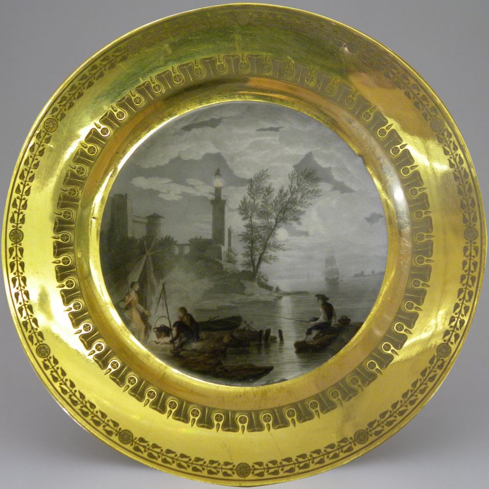 Dihl & Guerhard porcelain plate from Josephine Service. The Night after Joseph Vernet