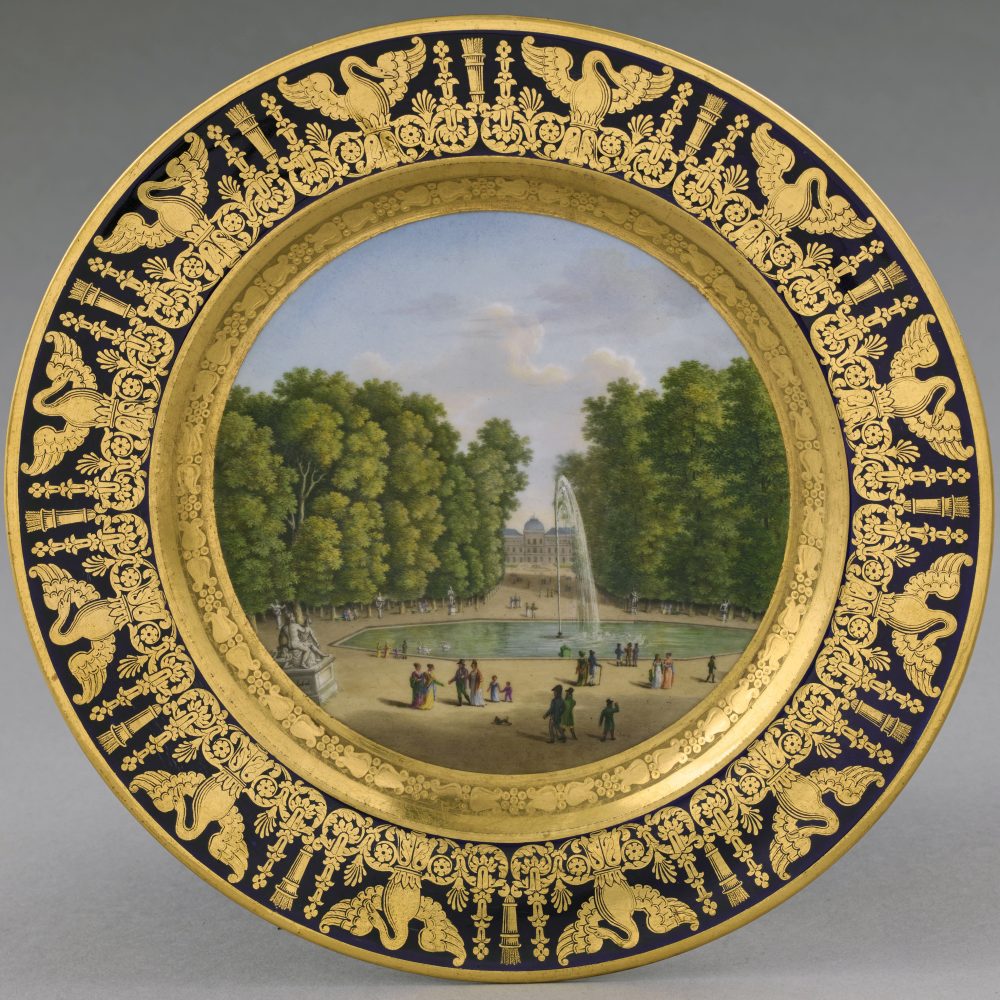 Sevres Plate 25b Service Des Vues Diverses Vue Du Chateau Des Tuileries Prise Du Grand Bassin