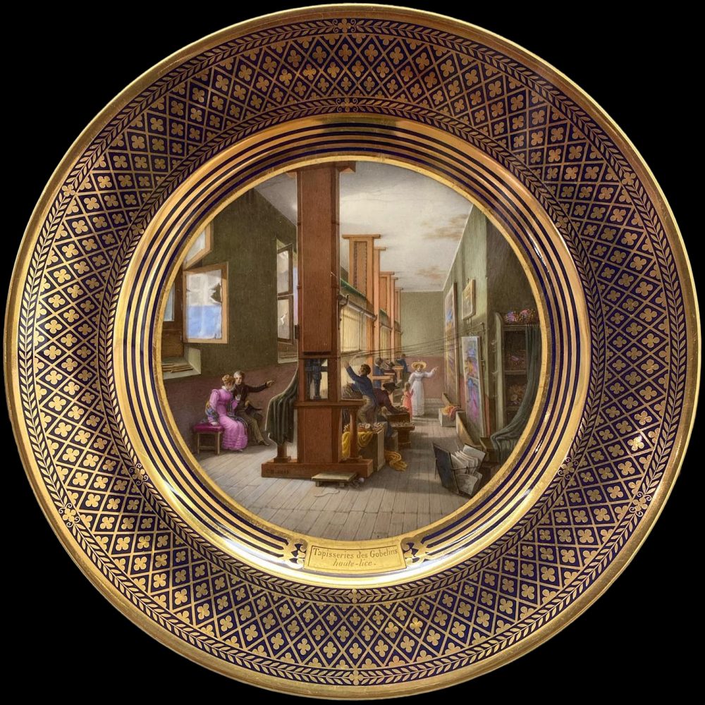 Sevres plate from Service des Arts Industriels "Tapisseries des Gobelins"