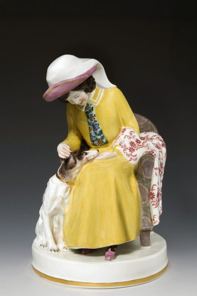 Meissen figural group "Lady with the dog". Oehler. D208.