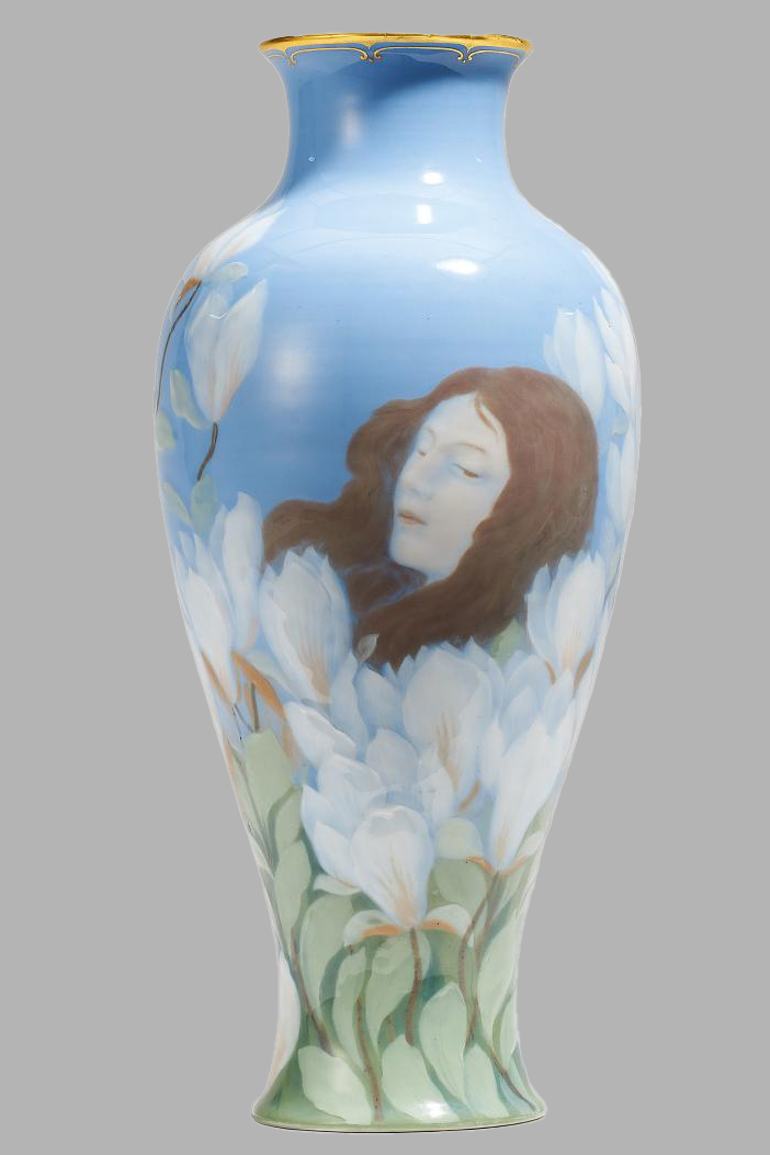 Meissen pate-sur-pate Art Nouveau portrait vase