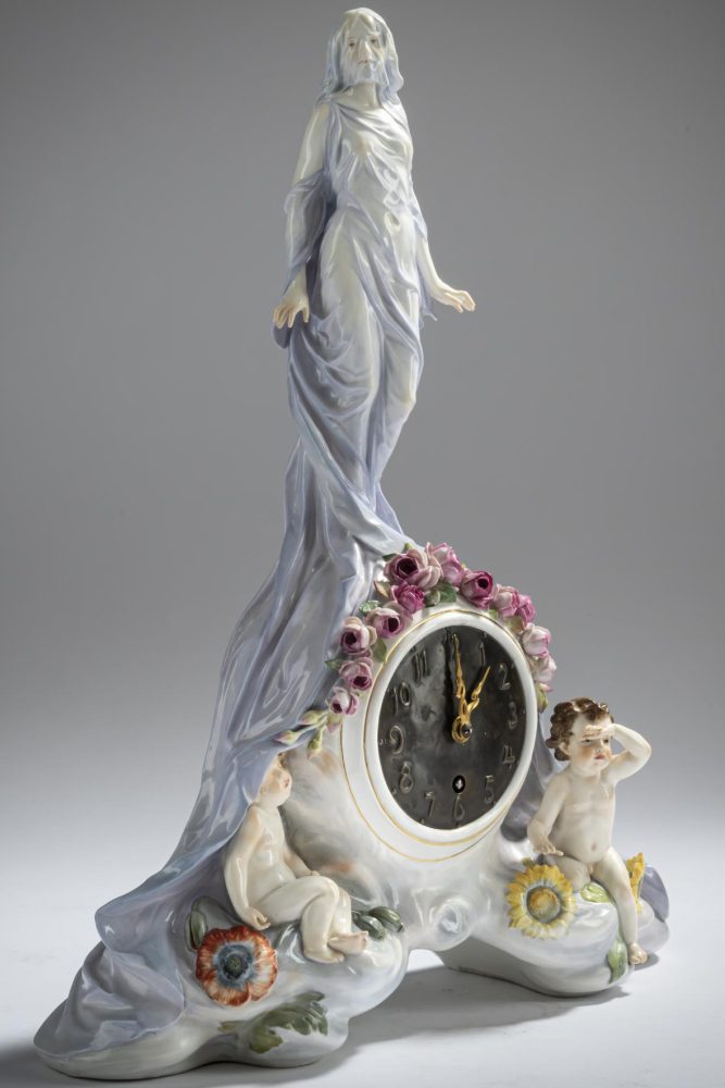 Meissen Porcelain Clock. Allegory of Future, Day and Night. T200. Paul Helmig.