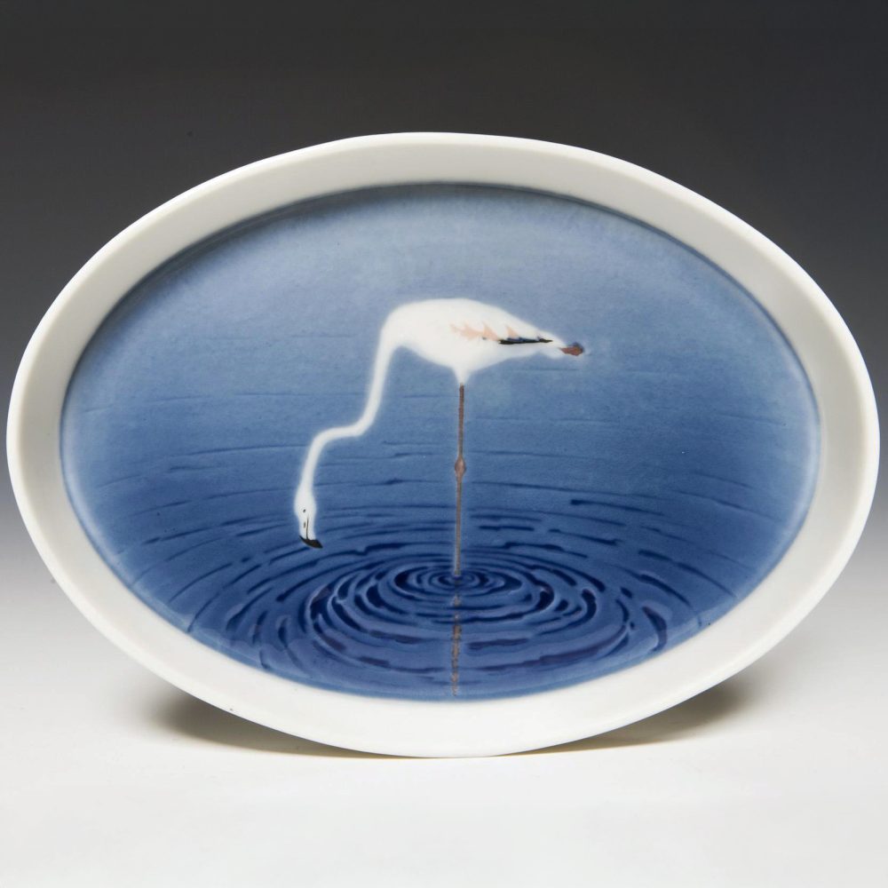 Meissen Y145 Flamingo Dish. Pate-Sur-Pate. Voigt. Plate.