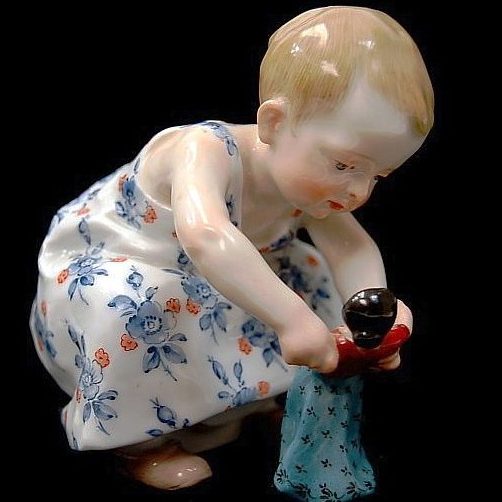 Meissen Hentschel figure of Girl with the doll. Model W117
