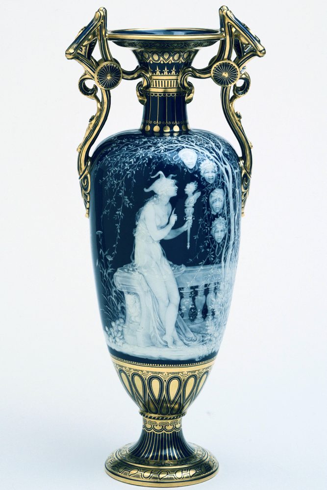 Minton pate-sur-pate "Folie" or "Jester" Vase by Solon