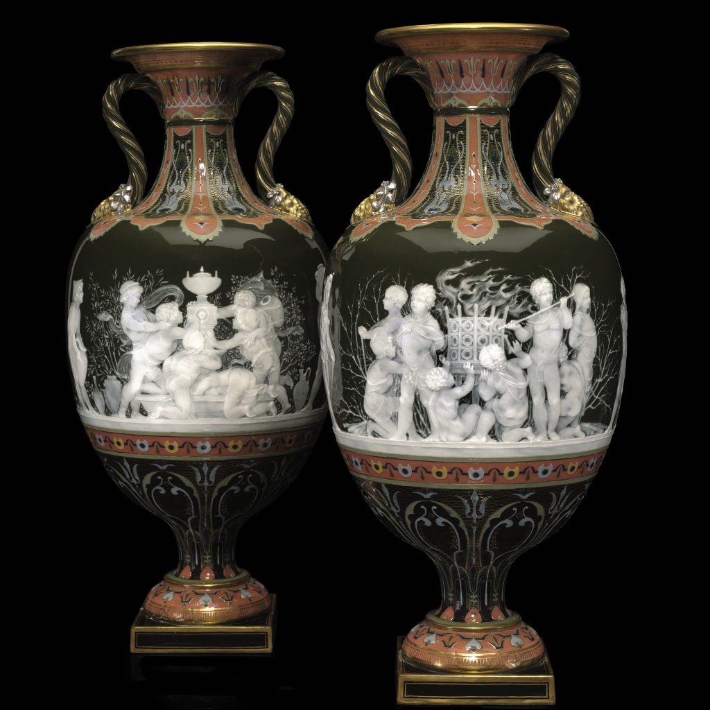 Pair Of Minton Pate Sur Pate Vases By Solon 101