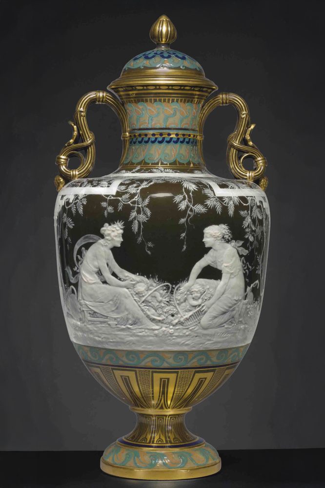 Pair Of Minton Pate Sur Pate Vases By Solon 2983