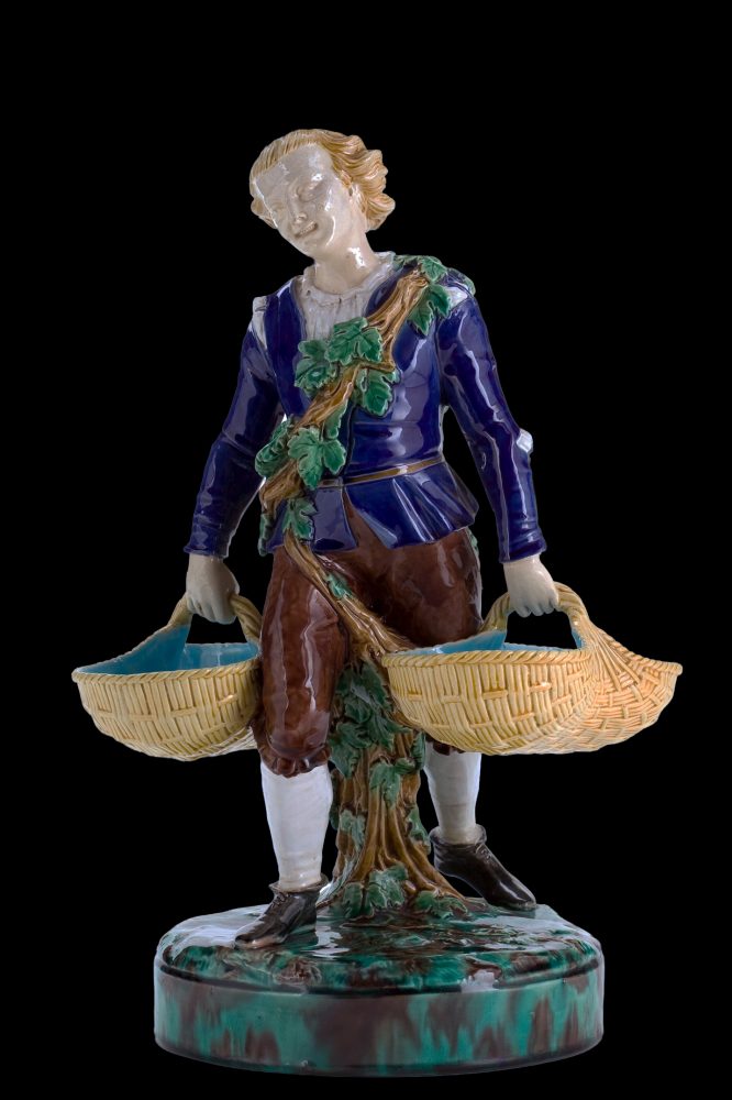 Minton 376 Majolica Figure Vintager