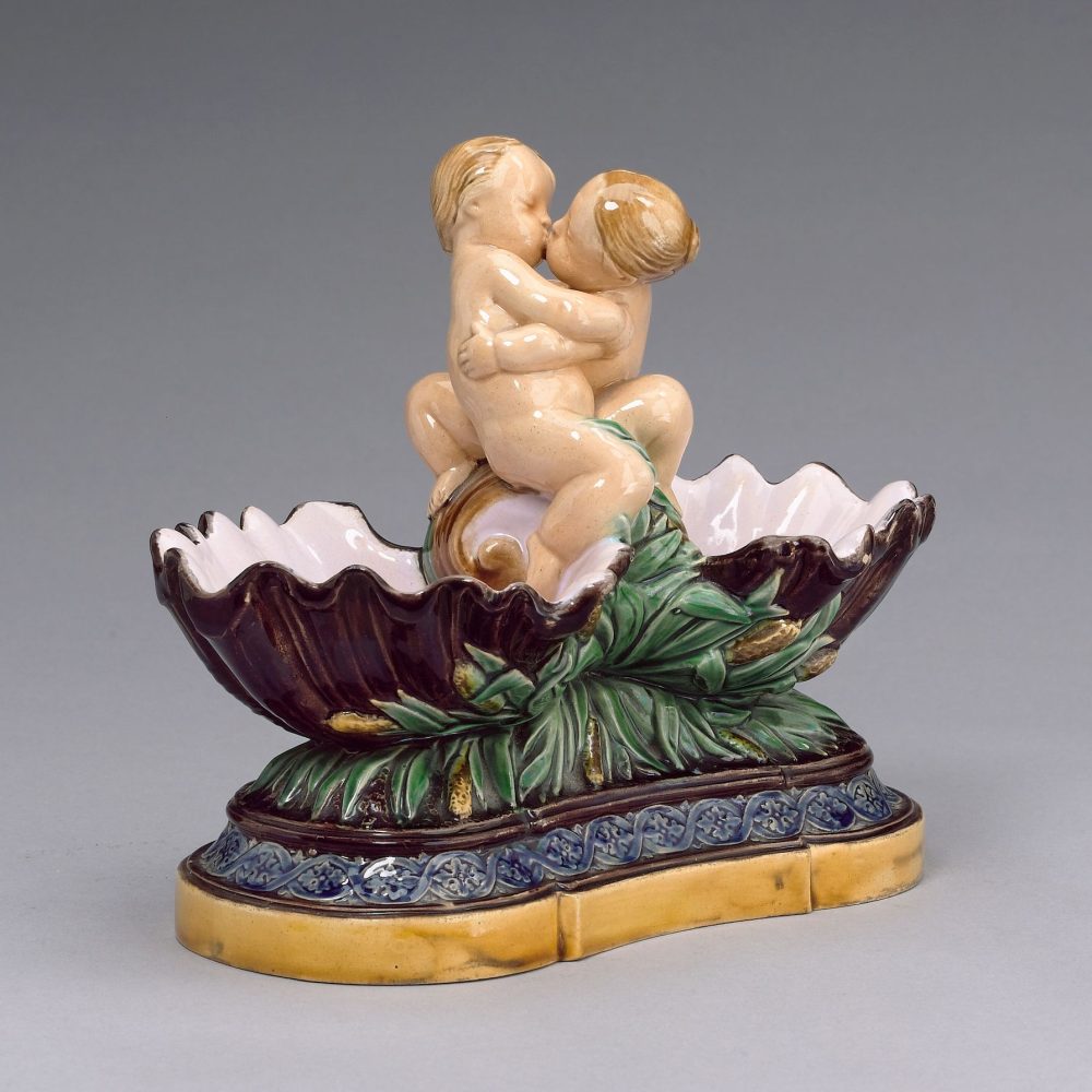 Minton 486 Majolica Cupid Salt