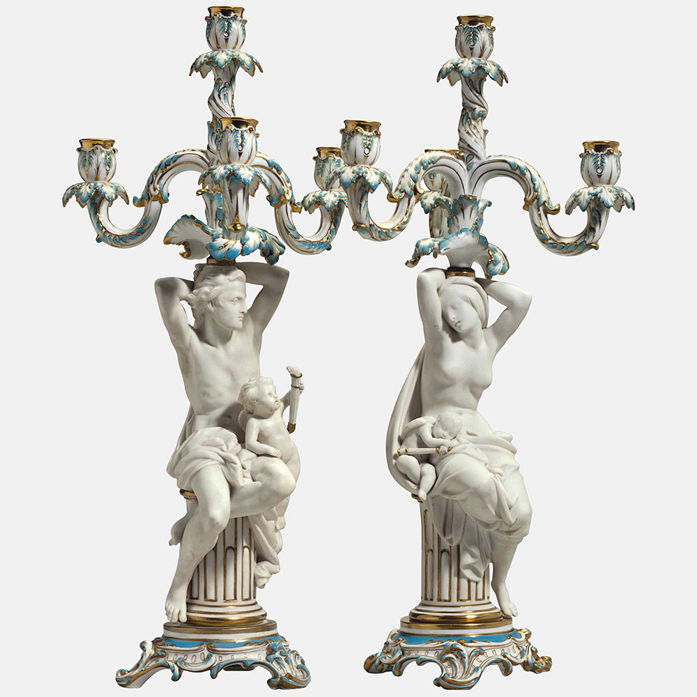 Minton 620 621 Parian Candelabras By Belleuse. Day and Night.