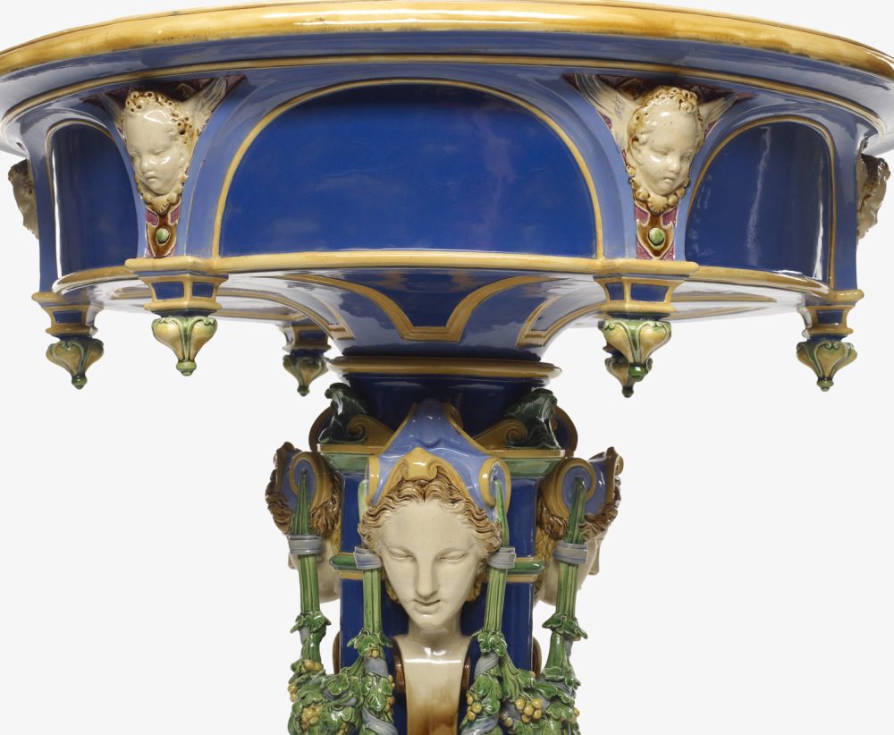 Minton 934 Majolica Triangular Pillar Jardiniere 3