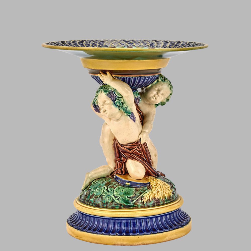 Minton Majolica Cherubs Compote 859
