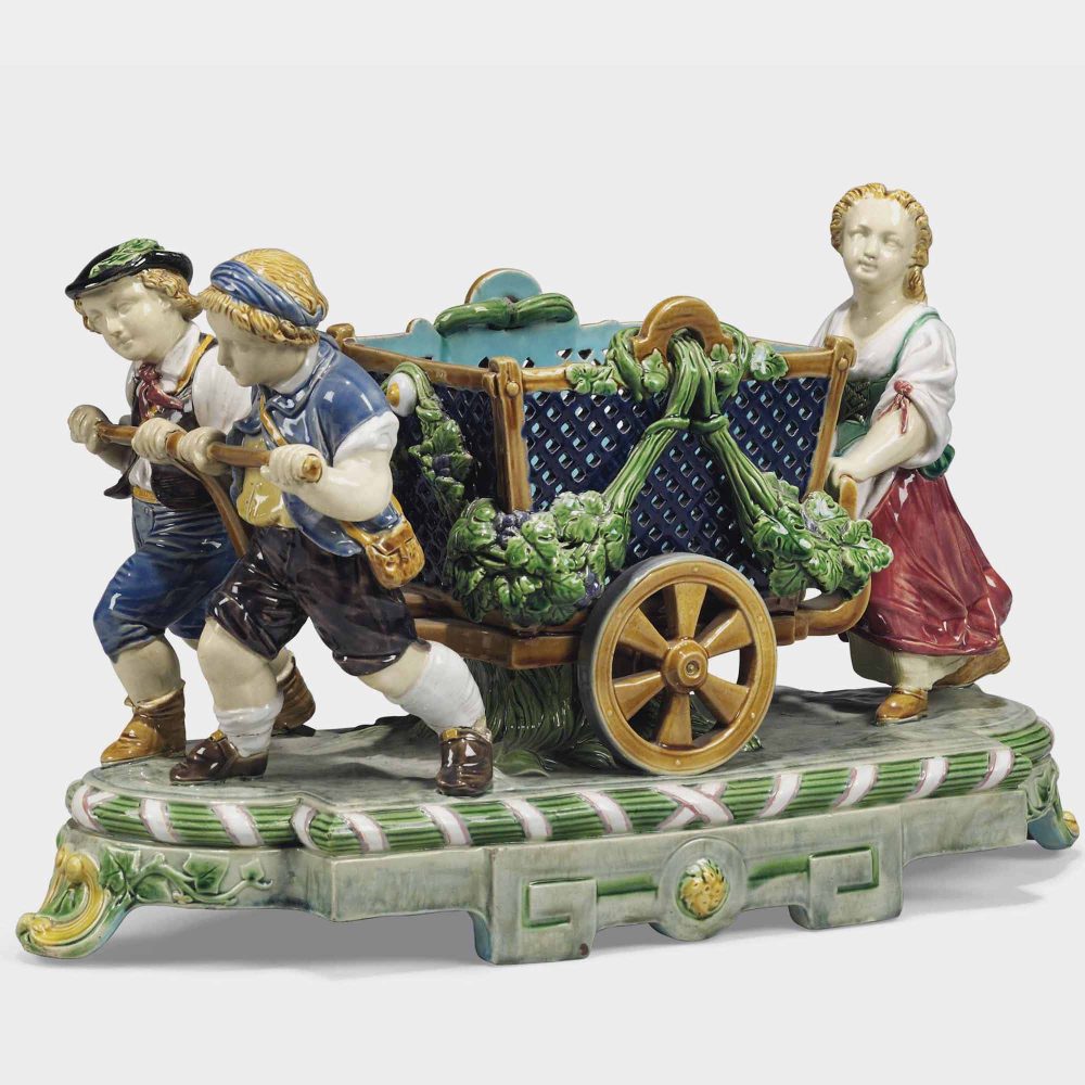 Minton 1272 Majolica Figural Group Of Children
