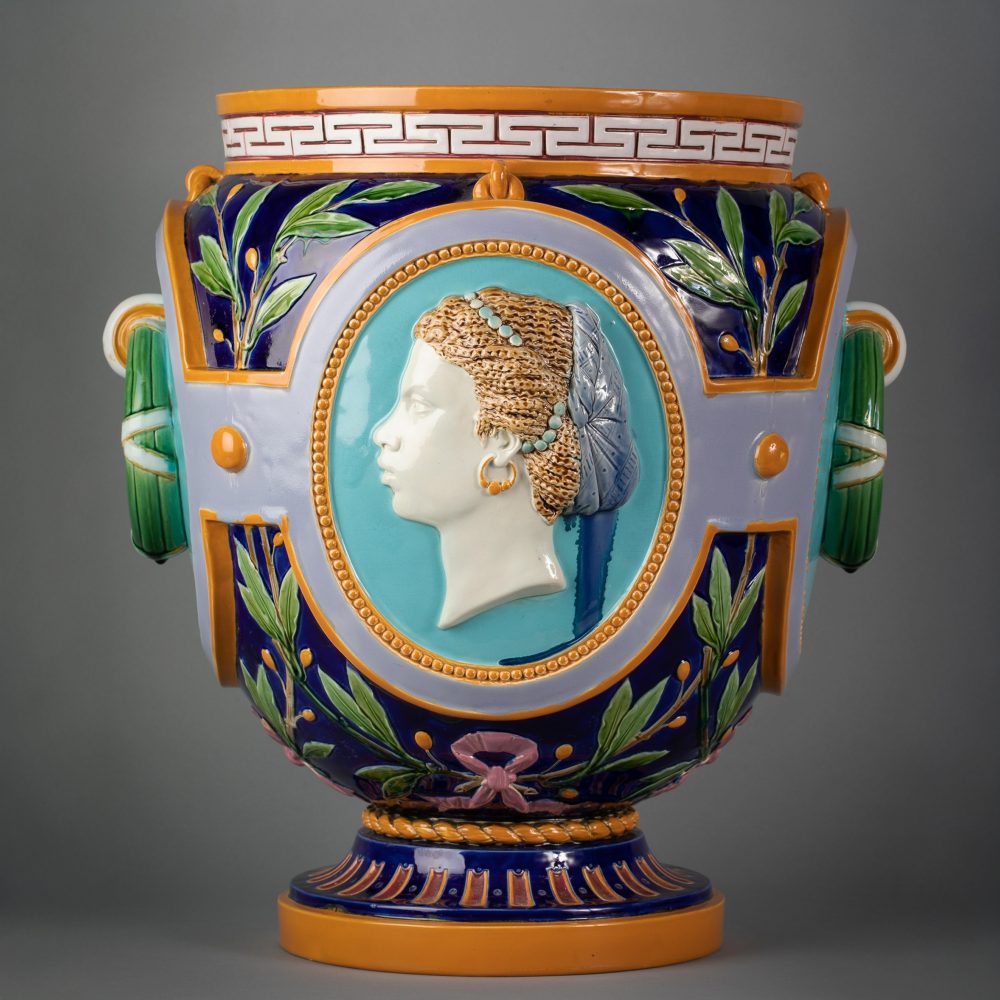 Minton 1388 Majolica Continents Vase Africa