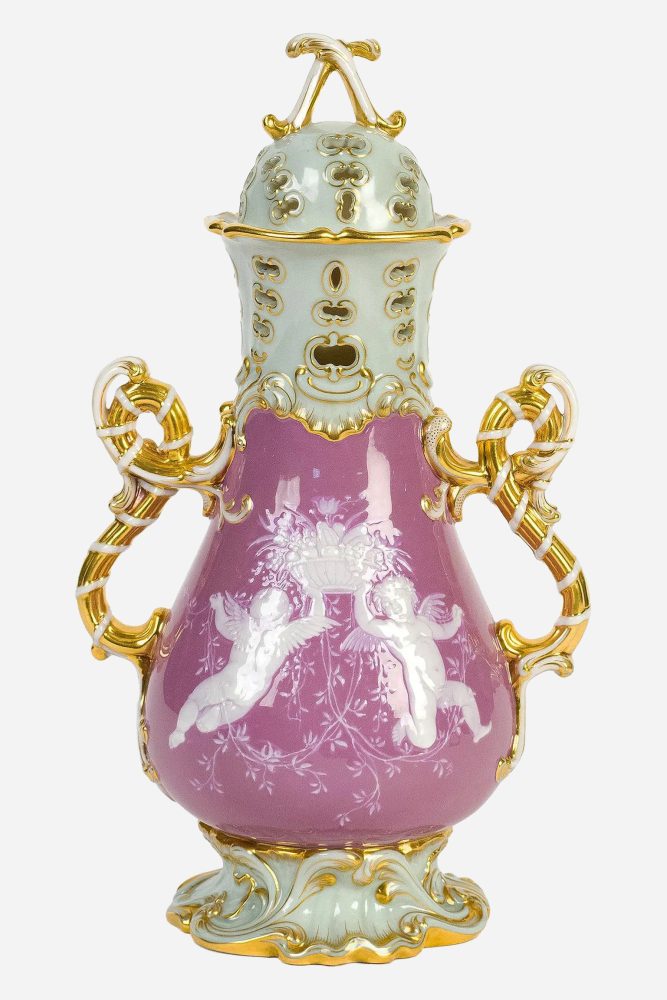 Minton 158 Pate-Sur-Pate Chelsea Perforated Bottle Vase