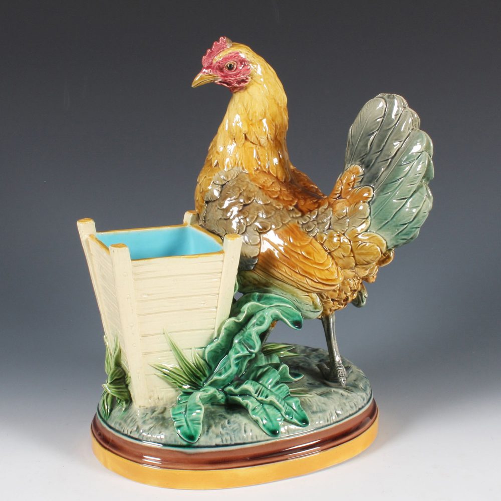 Minton 1983 Majolica Spill Vase Modelled As Chicken By John Henk