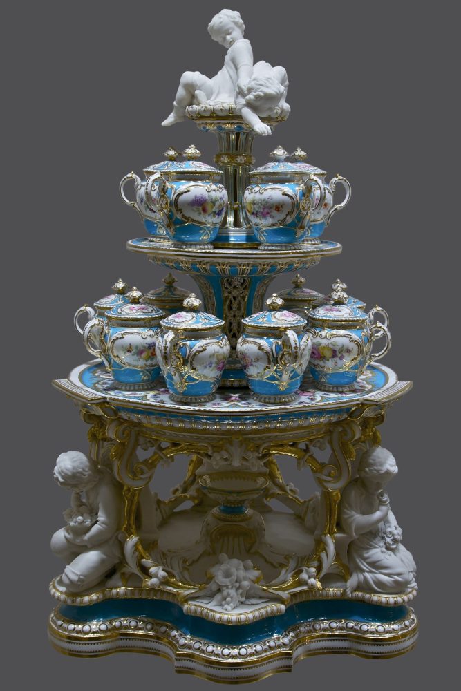 Minton 605 Custard Stand With Parian Figures Of Children