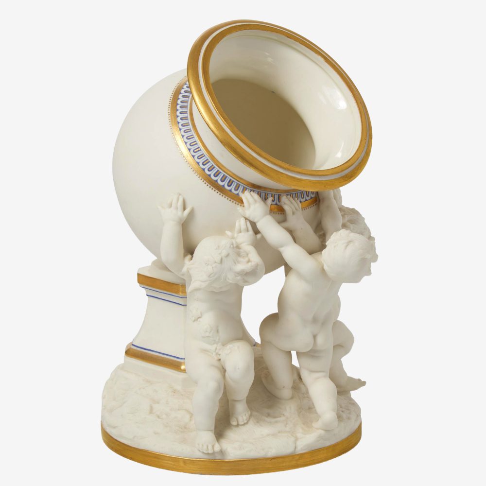 Minton Parian Vase With Cherubs By Carrier Belleuse