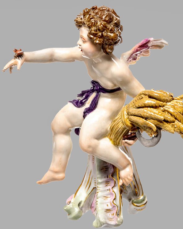 Meissen Cupid with butterfly. Allegory of Summer. Model R131 by Konrad Hentschel.
