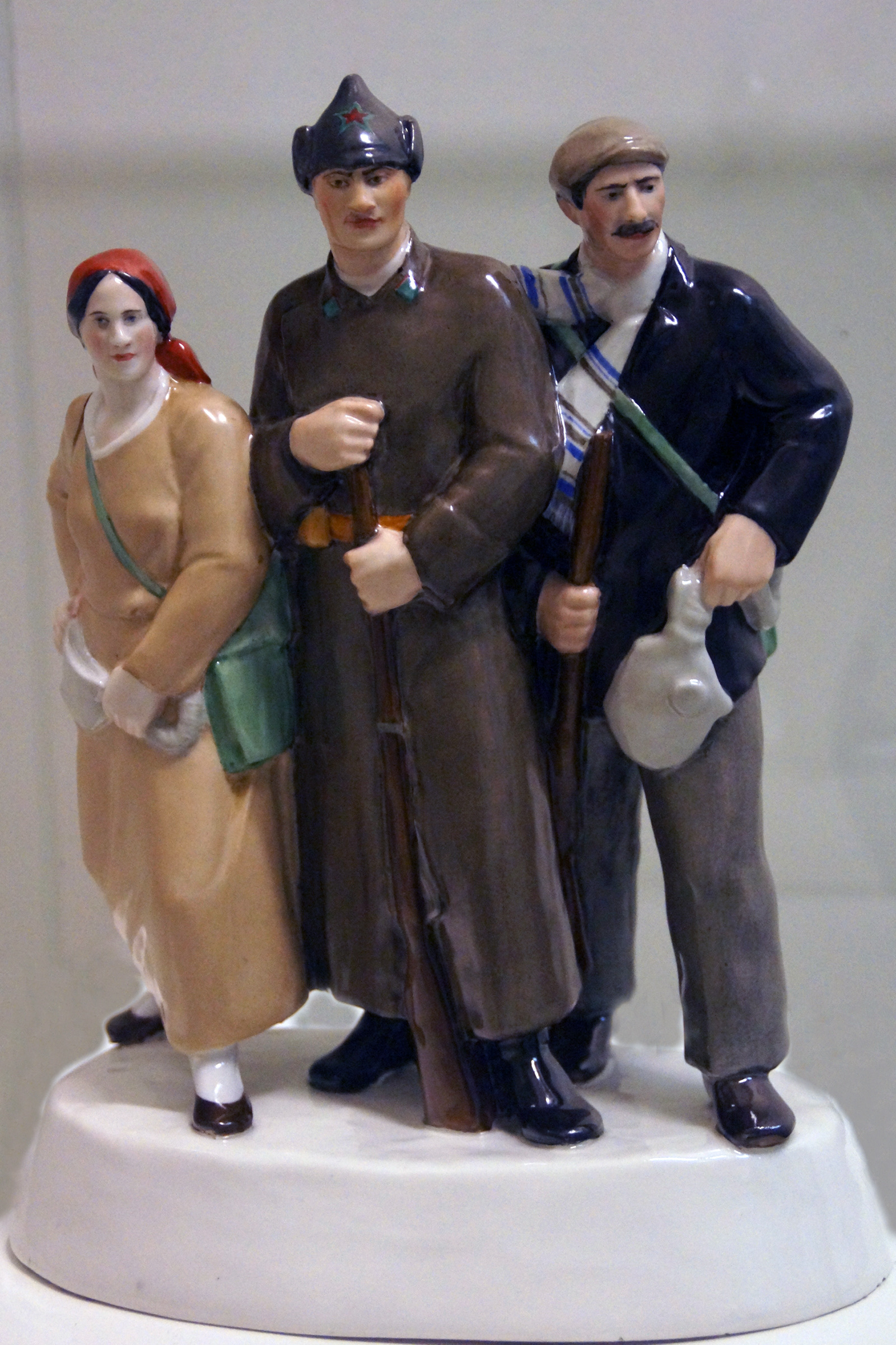 Soviet Propaganda Figural Group Ready For Defence By Danko