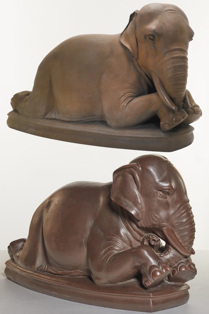 Meissen A1089 A1090 Bottger Stoneware Elephants By Max Esser