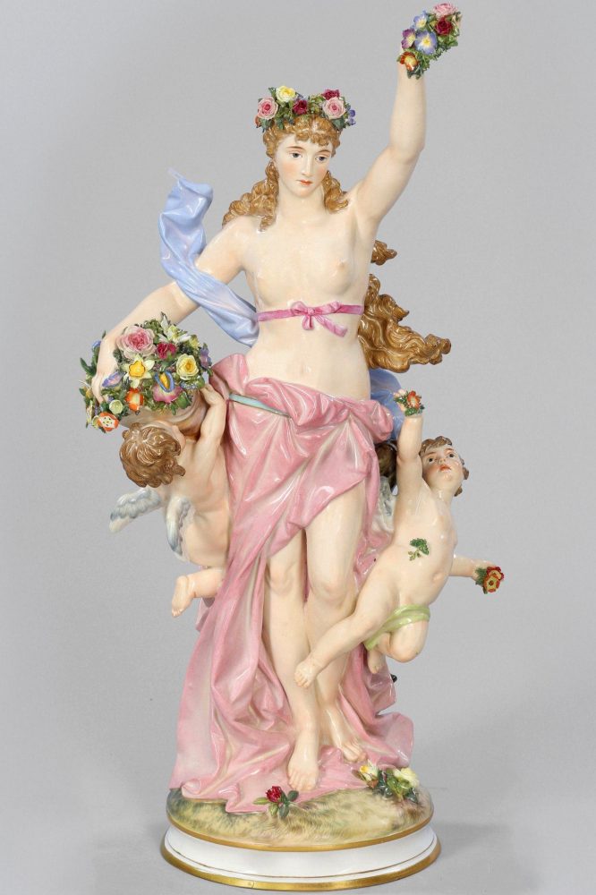 Meissen N193 Figural Group Flora Girl With Cupids