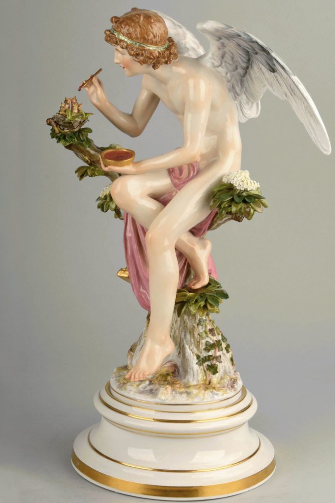 Meissen N195 Figure Cupid Feeding Nightingales