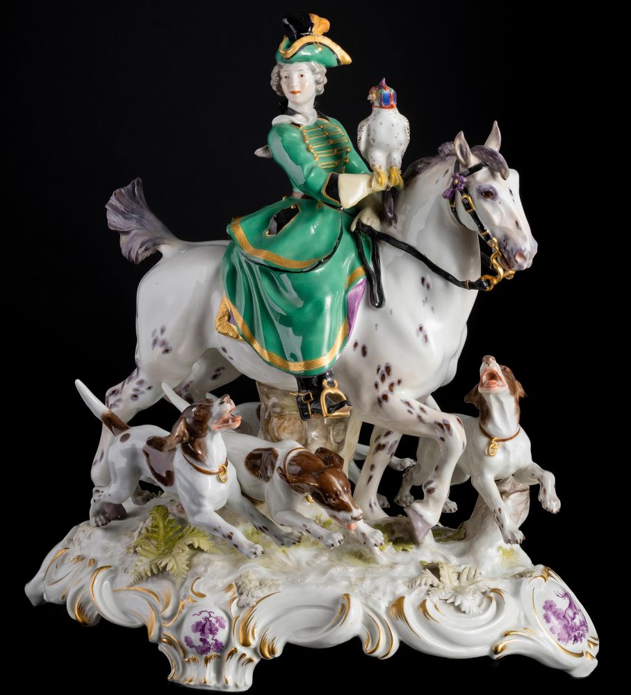 Meissen V132 Figural Group Lady Falconer