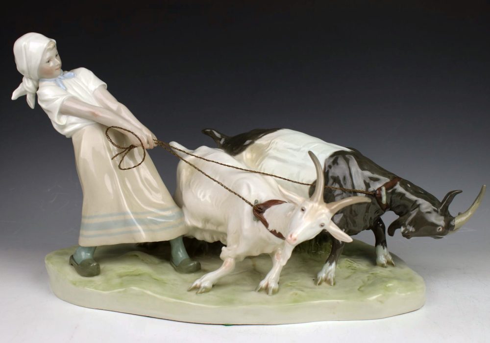 Meissen W200 figural group "Girl with goats"