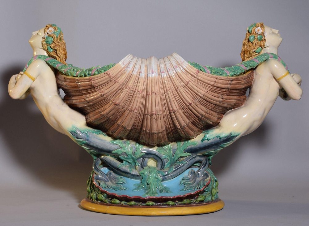 Minton 1301 Majolica Mermaid Centerpiece