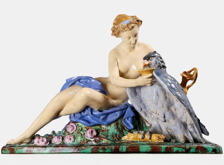 Minton 339 Majolica Figural Group Hebe And The Eagle