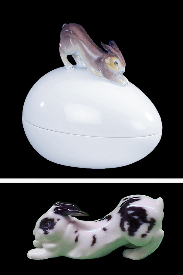 Meissen Y184 Rabbit On Egg Shaped Box By Bochman