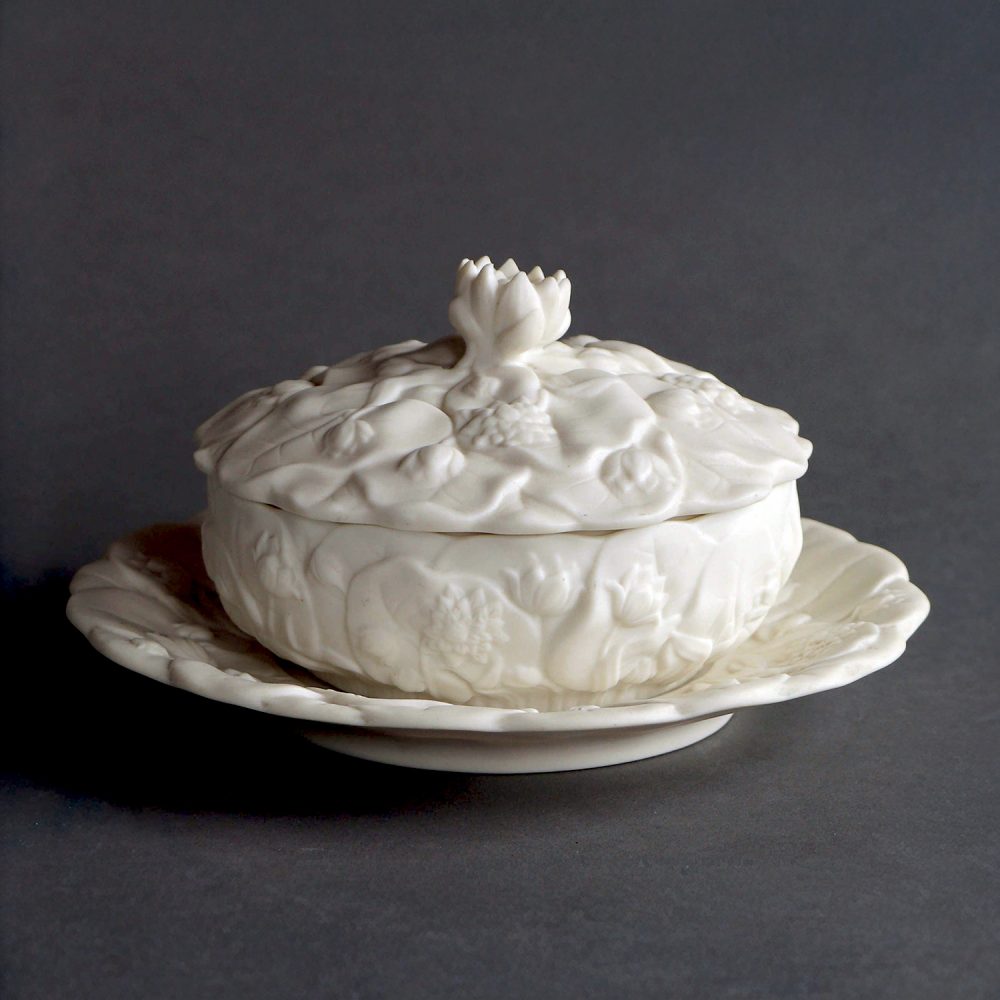 Minton 288 Parian Lotus Butter Dish Cover And Stand