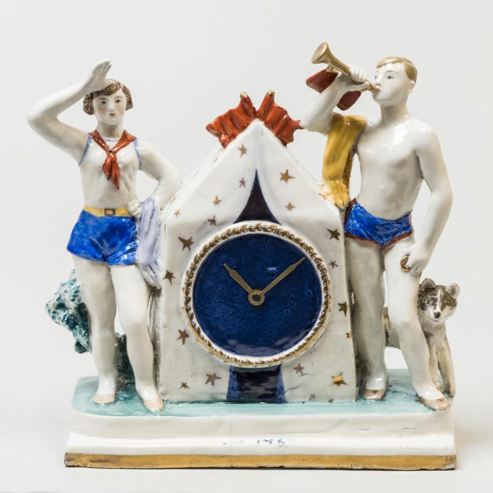Soviet Porcelain Clock Young Pioneers By Kuchkina