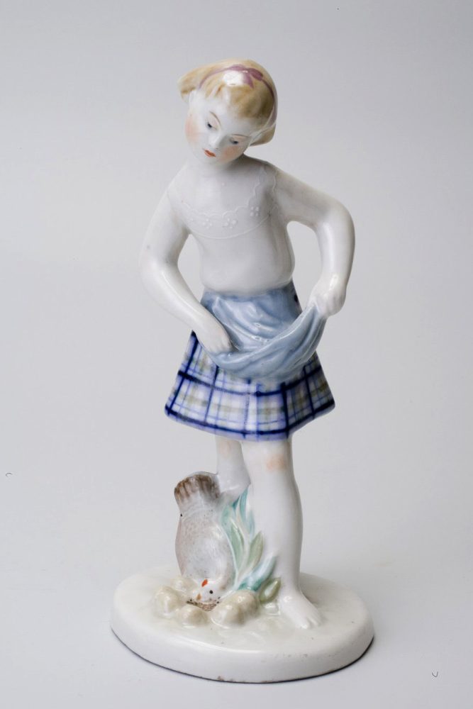 Soviet Porcelain Figure Girl With Chicks By Kuchkina