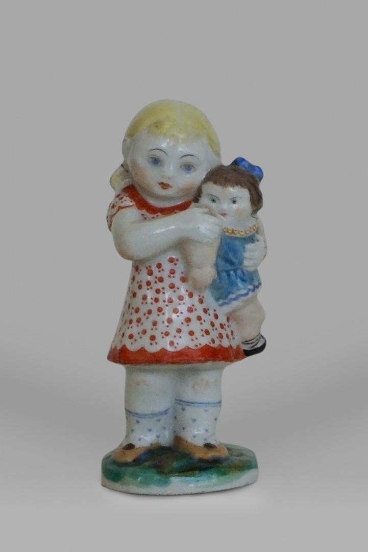 Soviet Porcelain Figure Girl With Doll By Kuchkina
