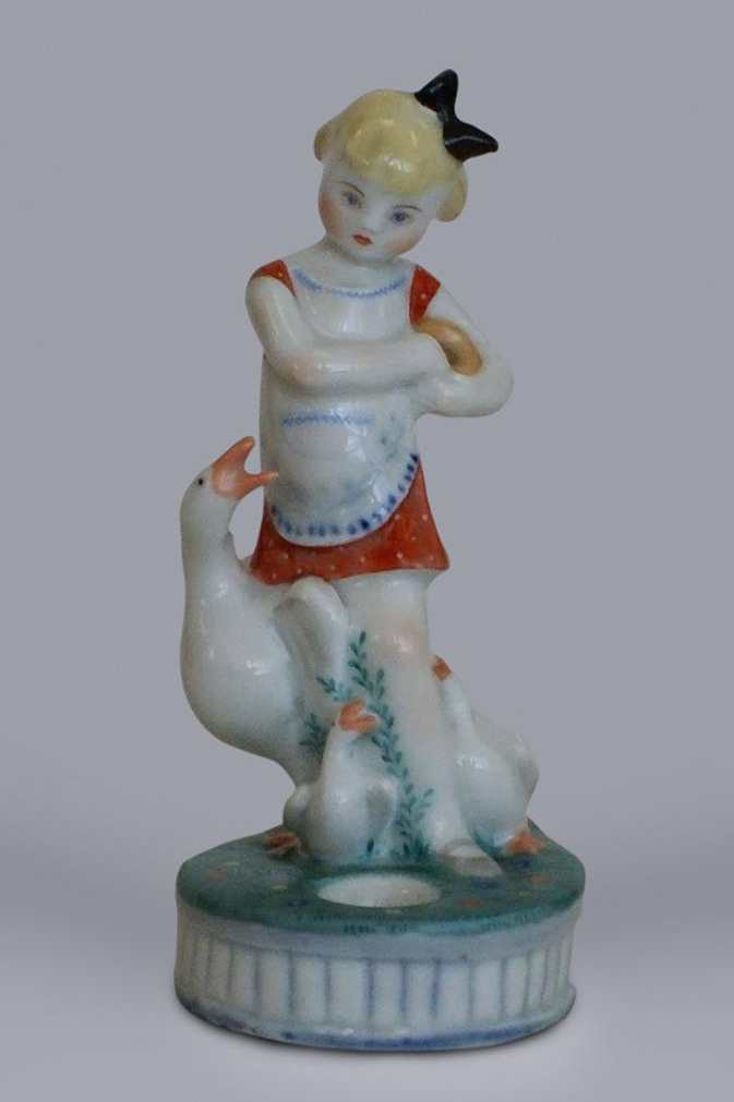 Soviet Porcelain Figure Girl With Geese By Kuchkina