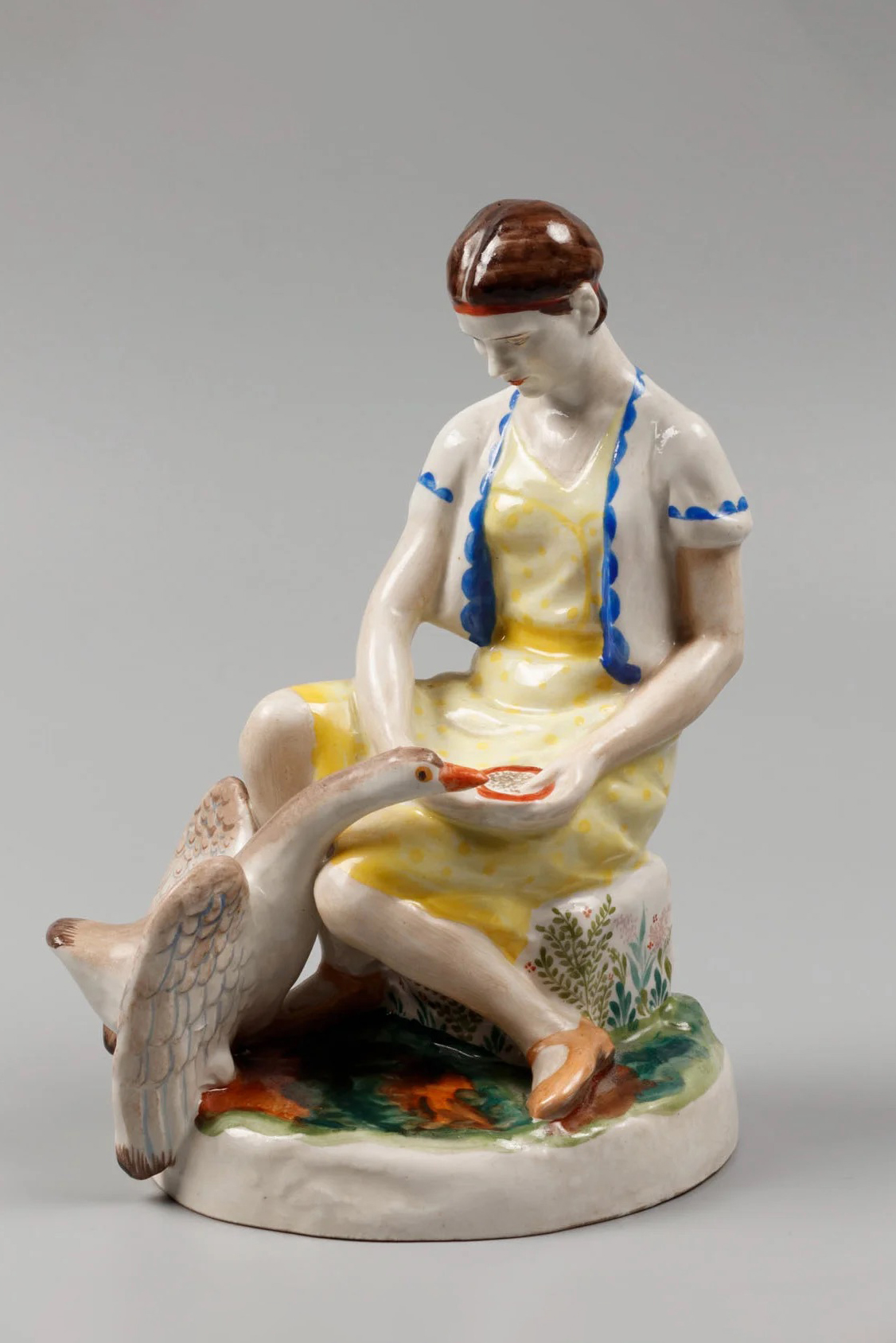 Soviet Porcelain Figure Woman With Goose By Kuchkina