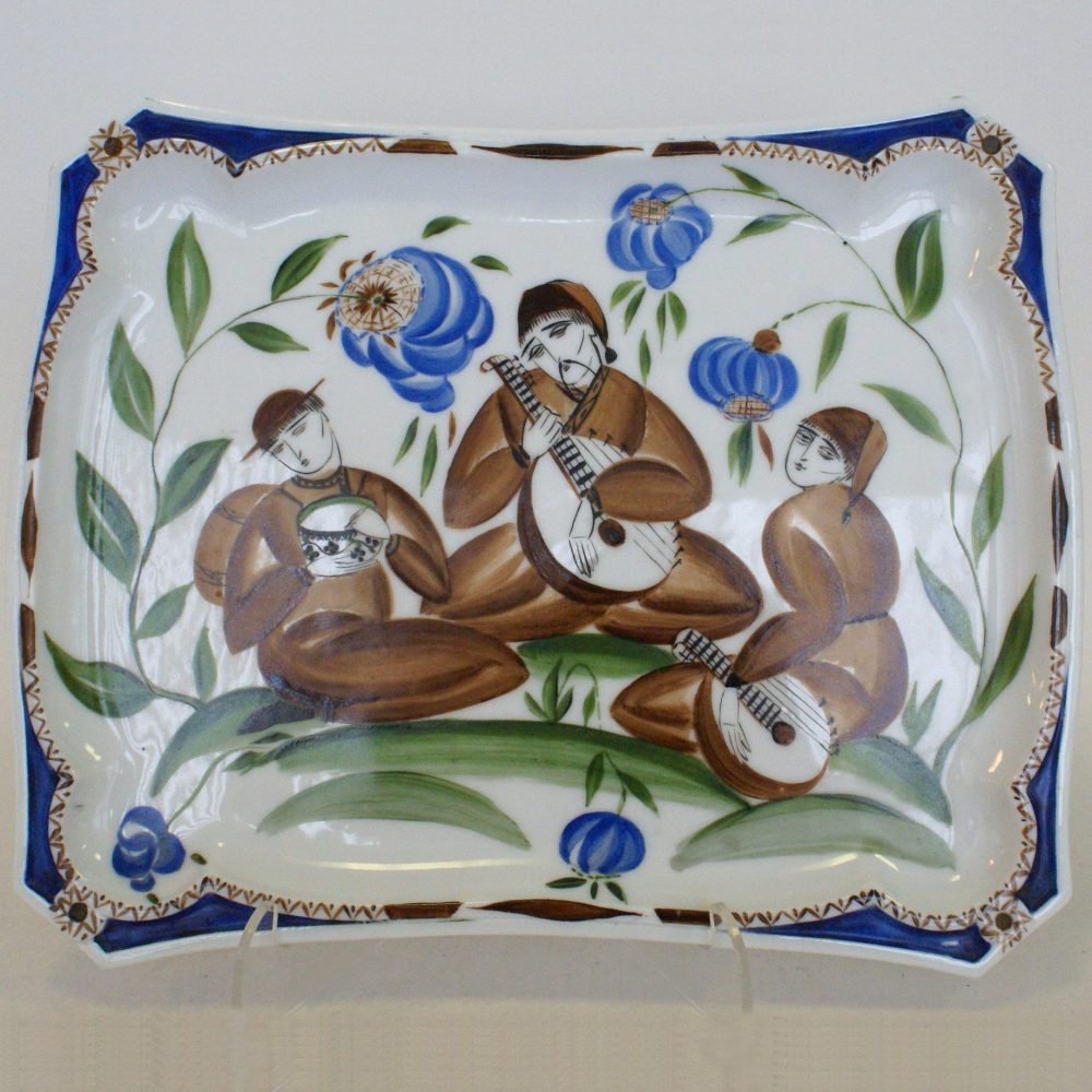 Soviet Porcelain dish "Blind Musicians" by Vengerovskaya