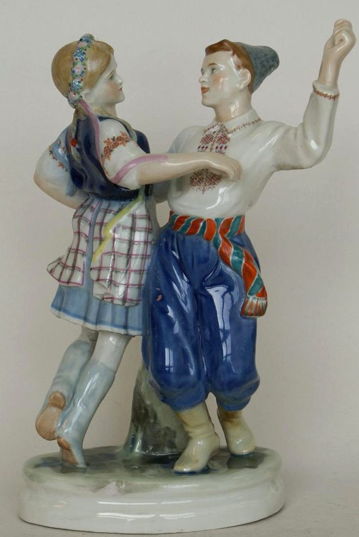 Lomonosov Soviet porcelain figural group "Ukrainian Dance" by Kazimir Rizhov