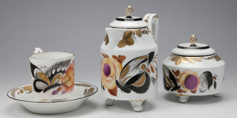 Soviet Porcelain Flowers And Butterflies Tea Set By Kobyletskaya