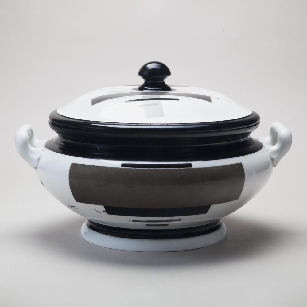 Soviet Porcelain Suprematism Black Band Tureen By Ilya Chashnik