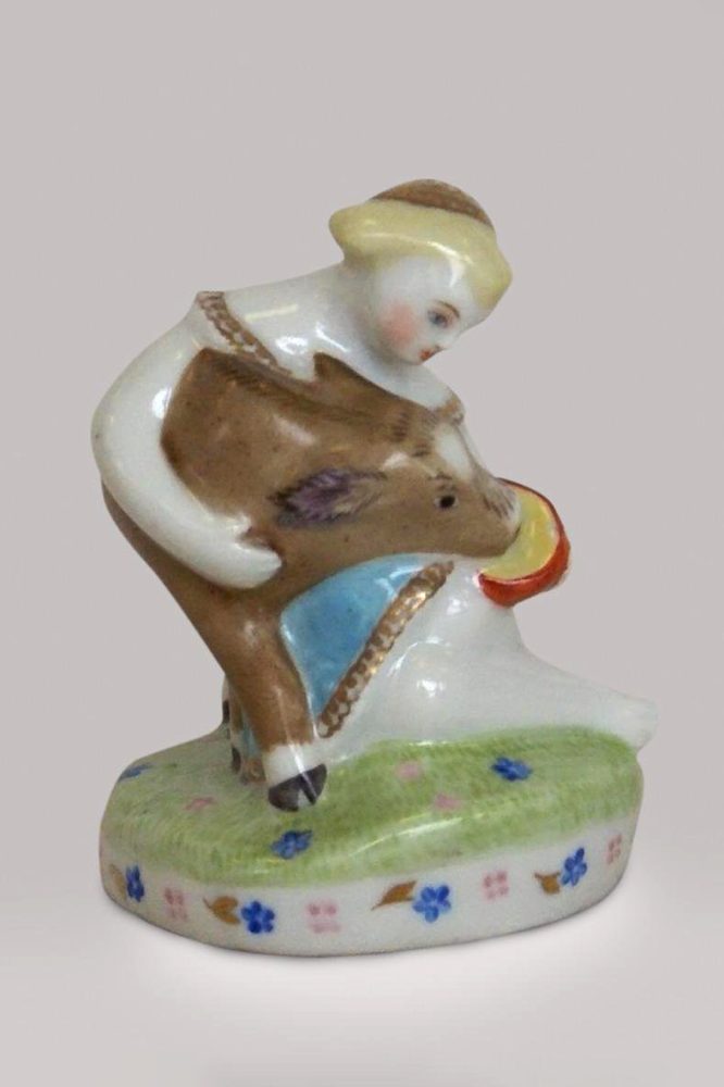 Soviet Porcelain Figure Girl With Cow Cub